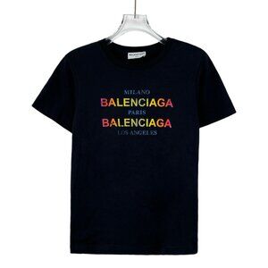 Balenciaga Black Multicolor Letter Print Cotton T-Shirt Size S